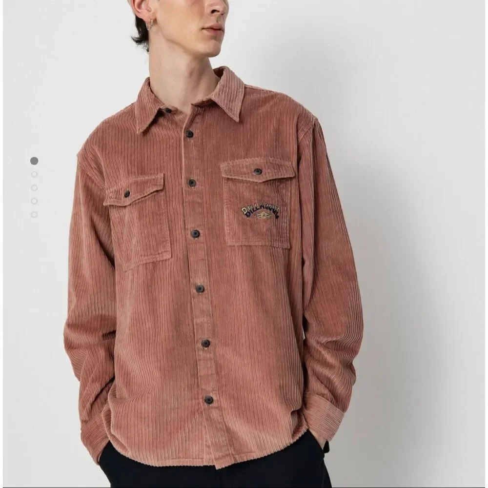 NWT Billabong Bong Days Corduroy Shirt Jacket Rosewood Button Up Surf Skate XXL
